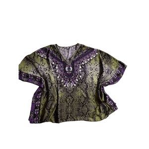 Wearable Art Floral tunic blouse Top 1x